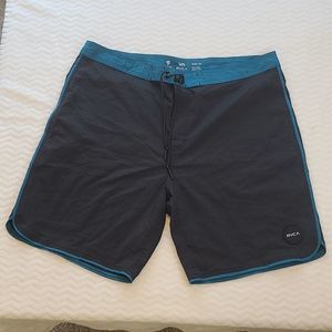 RVCA Mens Black and Blue Board Shorts Size 36